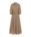 Gabriela Hearst Andy Pleated Maxi Shirtdress In Khaki Virgin Wool Cashmere In Brown