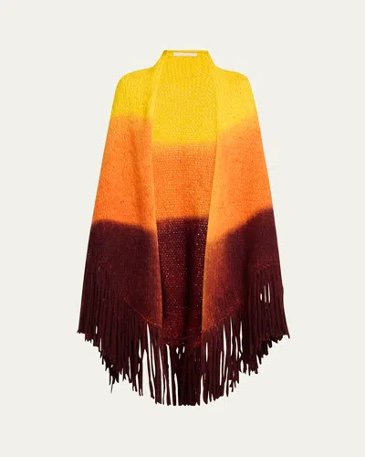 Gabriela Hearst Lauren Dip-dye Fringe Cashmere Wrap In Dip Dye Sunrise