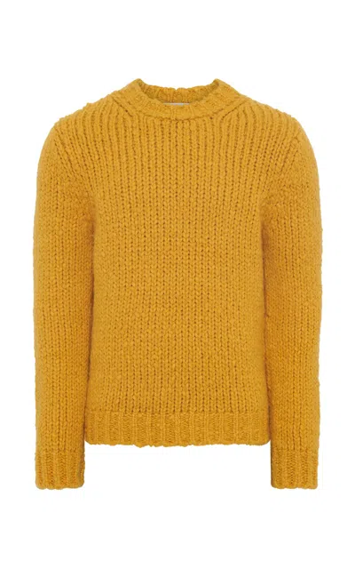 Gabriela Hearst Lawrence Knit Sweater In Golden Birch Welfat Cashmere In Yellow