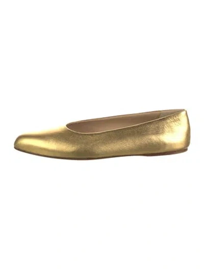 Pre-owned Gabriela Hearst Leather Ballet Flats In Gold/metallic