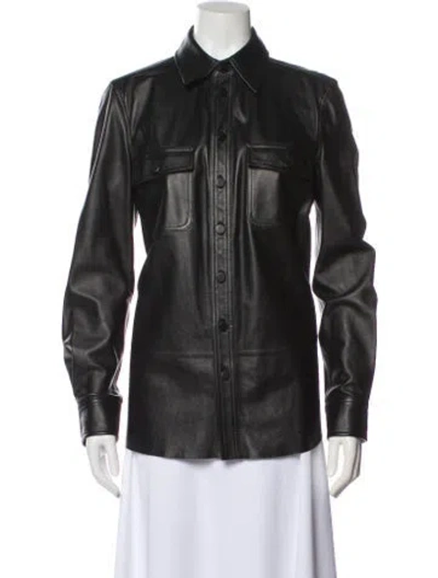 Pre-owned Gabriela Hearst Leather Biker Jacket In Gray