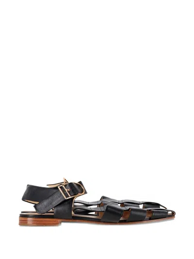 Pre-owned Gabriela Hearst Leather Buckle Sandals In Black