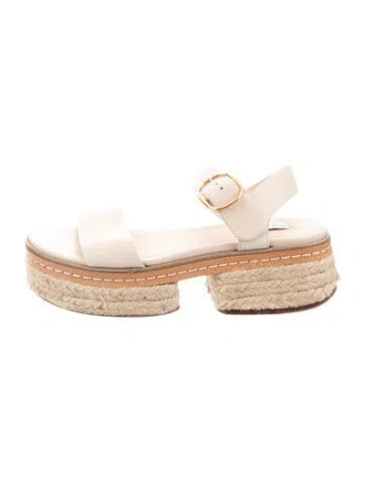 Pre-owned Gabriela Hearst Leather Colorblock Pattern Espadrilles In Neutral
