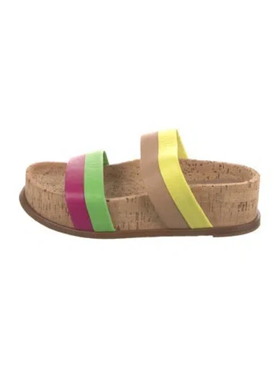 Pre-owned Gabriela Hearst Leather Colorblock Pattern Slides