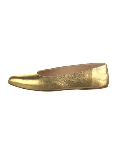 Pre-owned Gabriela Hearst Leather Flats In Gold/metallic