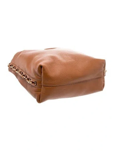 Pre-owned Gabriela Hearst Leather Jet Set Chain Shoulder Tote Large In Brown