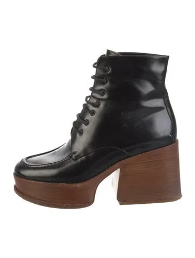 Pre-owned Gabriela Hearst Leather Lace-up Boots In Black