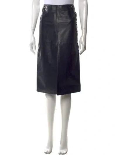 Pre-owned Gabriela Hearst Leather Midi Length Skirt In Blue