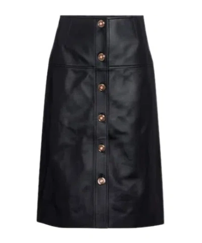 Gabriela Hearst Leather Midi Skirt In Black