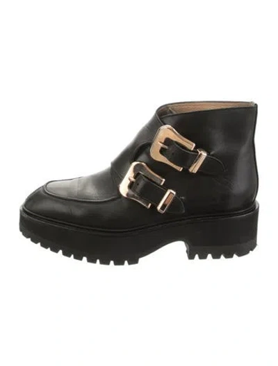 Pre-owned Gabriela Hearst Leather Moto Boots In Black
