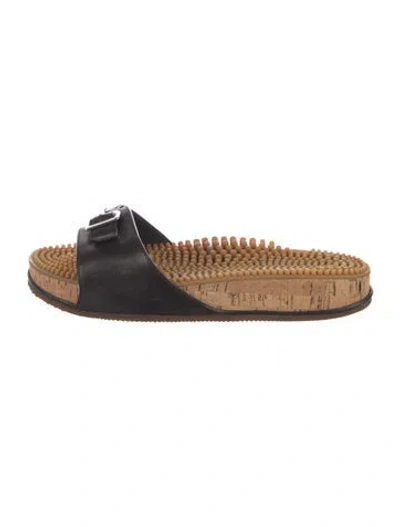 Pre-owned Gabriela Hearst Leather Slides In Black