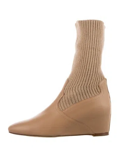 Pre-owned Gabriela Hearst Leather Sock Boots In Neutrals