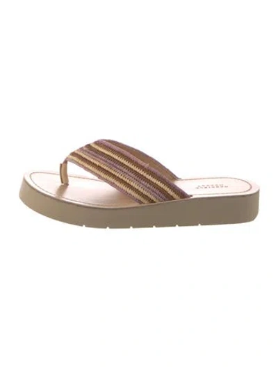 Pre-owned Gabriela Hearst Leather Striped Flip Flops W/ Tags In Neutrals