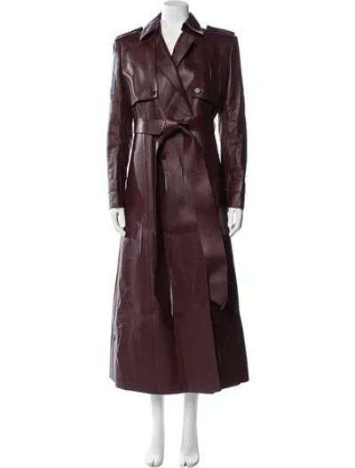 Pre-owned Gabriela Hearst Leather Trench Coat In Burgundy