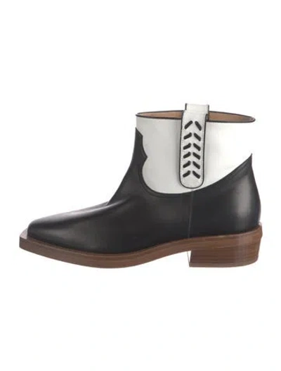 Pre-owned Gabriela Hearst Leather Western Boots In Black/white