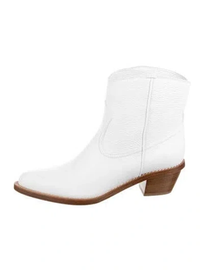 Pre-owned Gabriela Hearst Leather Western Boots W/ Tags In White