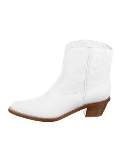 Pre-owned Gabriela Hearst Leather Western Boots W/ Tags In White