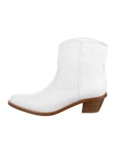Pre-owned Gabriela Hearst Leather Western Boots W/ Tags In White