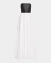 Gabriela Hearst Neferu Leather-trimmed Linen Maxi Dress In White