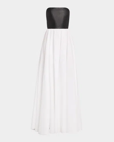 GABRIELA HEARST LEHTI MIXED-MEDIA STRAPLESS MAXI DRESS