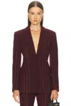 Gabriela Hearst Womens Leiva Stripe Brushed Cashmere-blend Blazer Burnt Sienna Multi In Burgundy