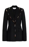 Shop Gabriela Hearst Leiva Blazer In Black Sportswear Wool With Gold Bars