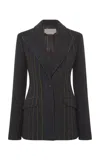 Gabriela Hearst Leiva Blazer In Charcoal Multi Pinstripe Wool Cashmere In Multi