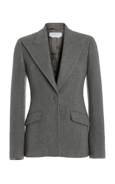 Gabriela Hearst Leiva Blazer In Dark Grey Multi Cashmere Virgin Wool Herringbone