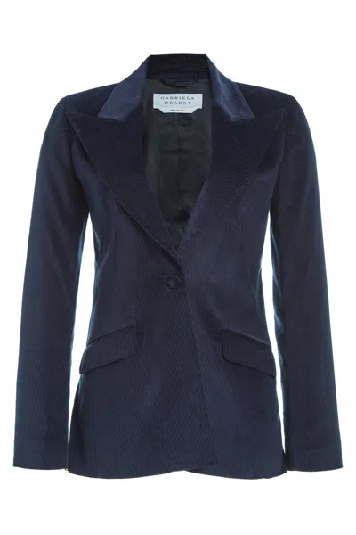 Gabriela Hearst Leiva Blazer In Dark Navy Sea Island Cotton Corduroy