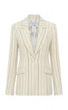Gabriela Hearst Leiva Blazer In Ivory Multi Pinstripe Wool Cashmere In Neutral
