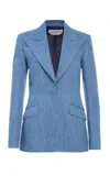 Gabriela Hearst Leiva Blazer In Medium Blue Recycled Cotton Linen Denim In Blue