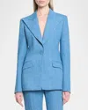 Gabriela Hearst Leiva Blazer In Medium Blue Recycled Cotton Linen Denim In Light Blue Denim
