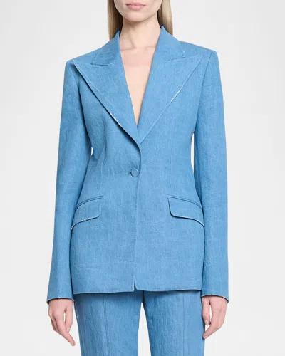 Gabriela Hearst Leiva Denim Single-breasted Blazer In Light Blue Denim