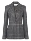 Gabriela Hearst Leiva Blazer In Charcoal Multi Wool Silk Clubcheck Plaid In Green