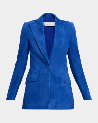 Gabriela Hearst Leiva Single-breasted Suede Blazer In Blue