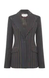 Gabriela Hearst Leiva Striped Wool-cashmere Blazer In Grey