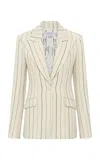 Gabriela Hearst Leiva Blazer In Ivory Multi Pinstripe Wool Cashmere In Ivory