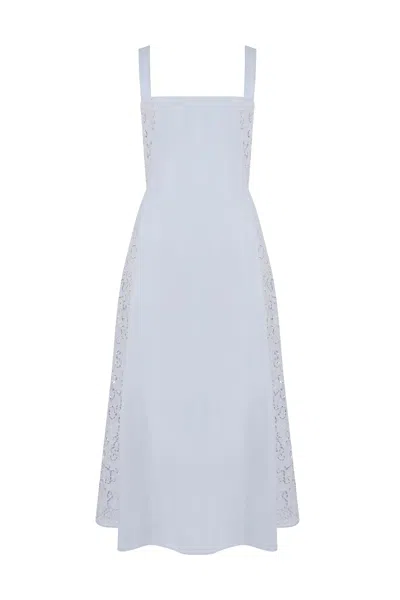 Gabriela Hearst Lenya Lace Dress In Light Blue Cotton