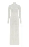 Gabriela Hearst Lethe Mock-neck Lace Knit Maxi Dress In Ivory