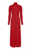 Gabriela Hearst Lethe Pointelle Knit Maxi Dress In Scarlet Red Virgin Wool Silk In Scarlet Red
