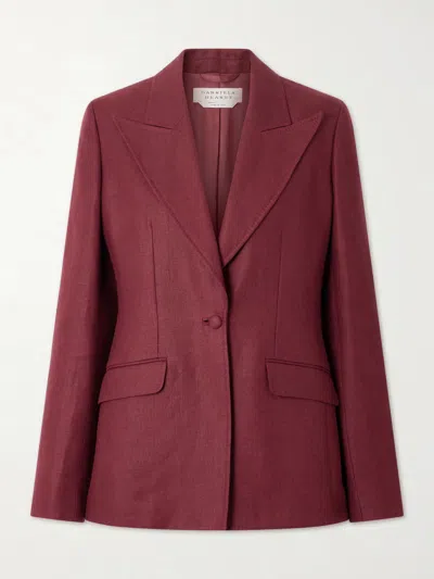 Gabriela Hearst Levia Linen-twill Blazer In Burgundy