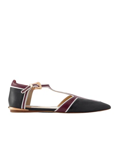 Gabriela Hearst Leya Moto Color-block Leather Point-toe Flats In Black