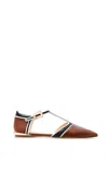Gabriela Hearst Leya Moto T-strap Flat Shoe In Cognac Multi Leather In Brown
