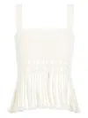 Gabriela Hearst Lilea Fringe Crochet Top In Ivory Cashmere In White