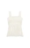 Gabriela Hearst Lilea Fringe Crochet Top In Ivory Cashmere In Ivory