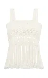 Gabriela Hearst Lilea Fringed Wool-cashmere Knit Top In Ivory