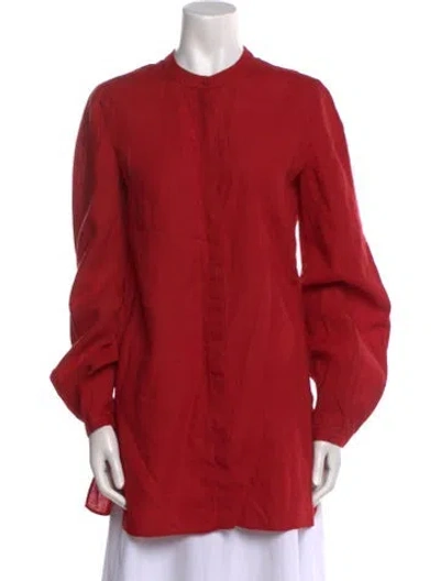 Pre-owned Gabriela Hearst Linen Crew Neck Tunic In Red