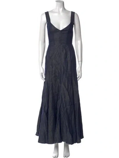Pre-owned Gabriela Hearst Linen Long Dress In Blue