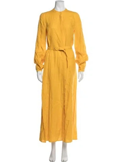 Pre-owned Gabriela Hearst Linen Long Dress W/ Tags In Yellow