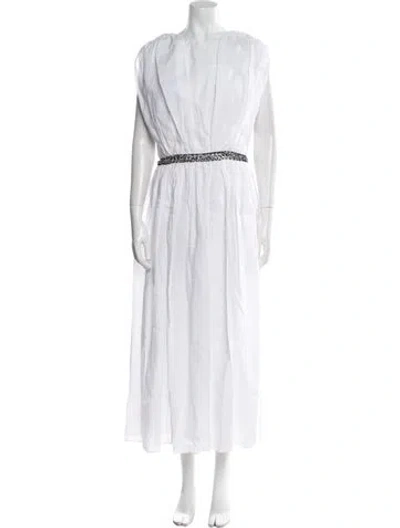 Pre-owned Gabriela Hearst Linen Long Dress In White